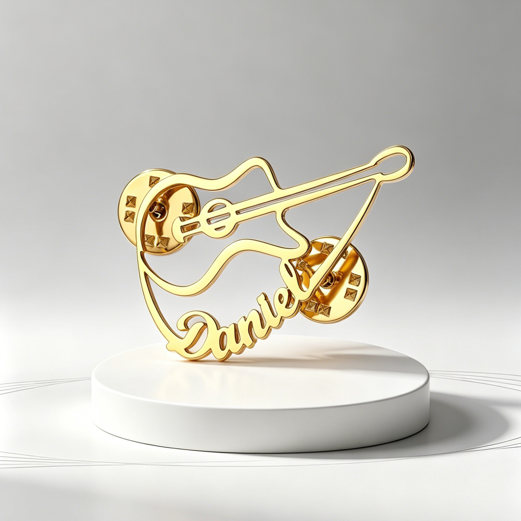 Musical Instrument With Names - Custom Violin Pin Brooch Stainless Steel