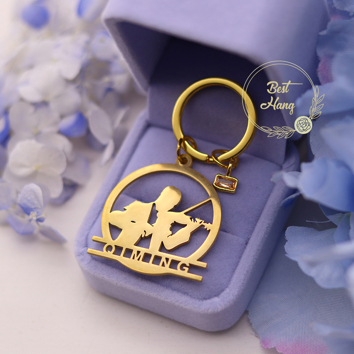 Musical Instrument With Names - Custom Name Birthstone Pendant Keychain Stainless