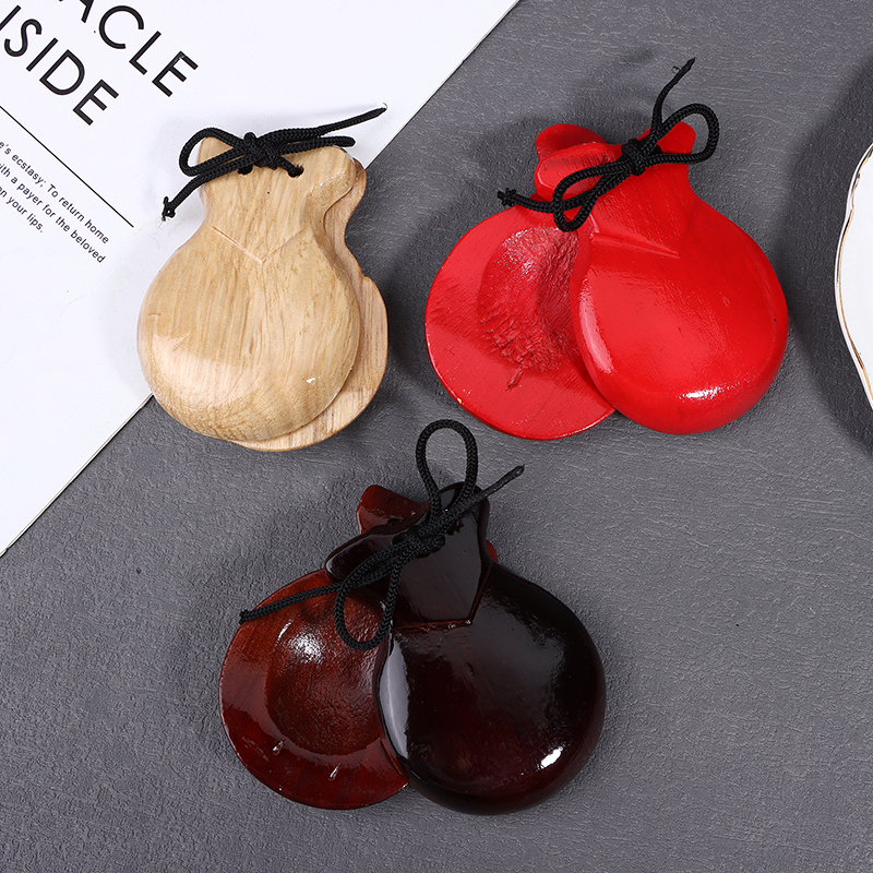 Musical Instrument Clapper - 2Pcs Wooden Spanish Castanets Traditional Flamenco