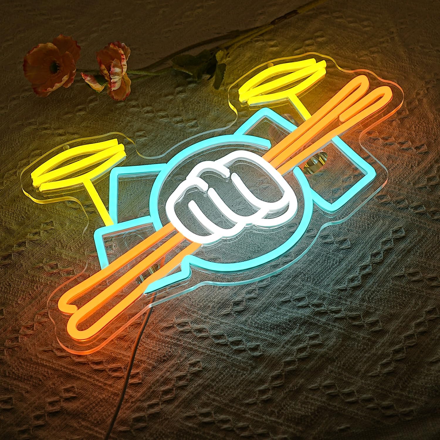 Drum Set Neon Sign USB Powered - Musical Instrument Of avis et prix