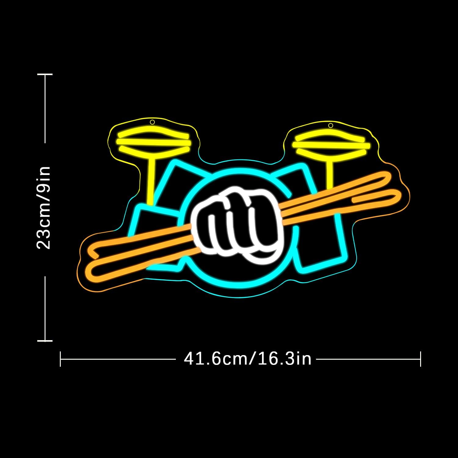 Drum Set Neon Sign USB Powered - Musical Instrument Of avis et prix