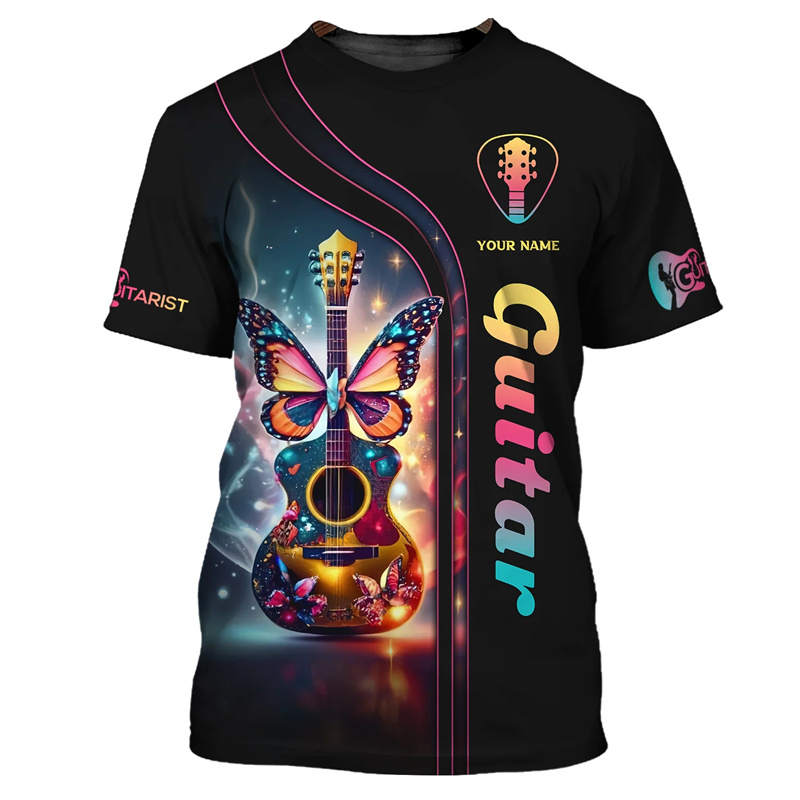 Fashion Guitar Bass 3D Print T - Musical Instrument With Names avis et prix