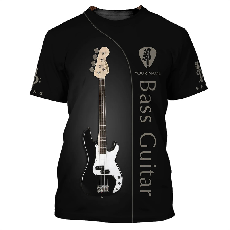 Fashion Guitar Bass 3D Print T - Musical Instrument With Names avis et prix