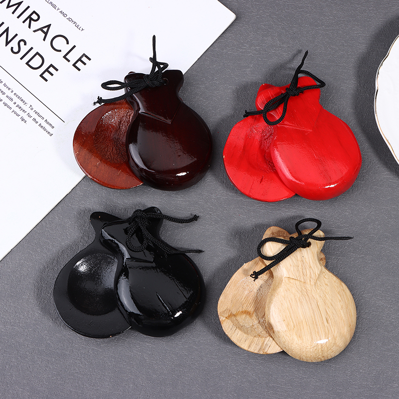 2Pcs Wooden Spanish Castanets  - Musical Instrument Clapper avis et prix